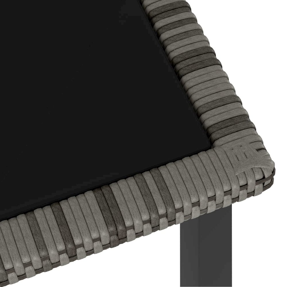 Dining Set Grey and Black Poly rattan, powder-coated steel Medium. Picture 6