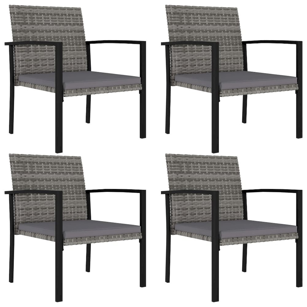 Dining Set Grey and Black Poly rattan, powder-coated steel Medium. Picture 7