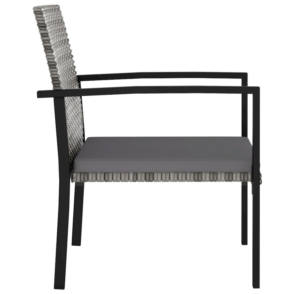 Dining Set Grey and Black Poly rattan, powder-coated steel Medium. Picture 9