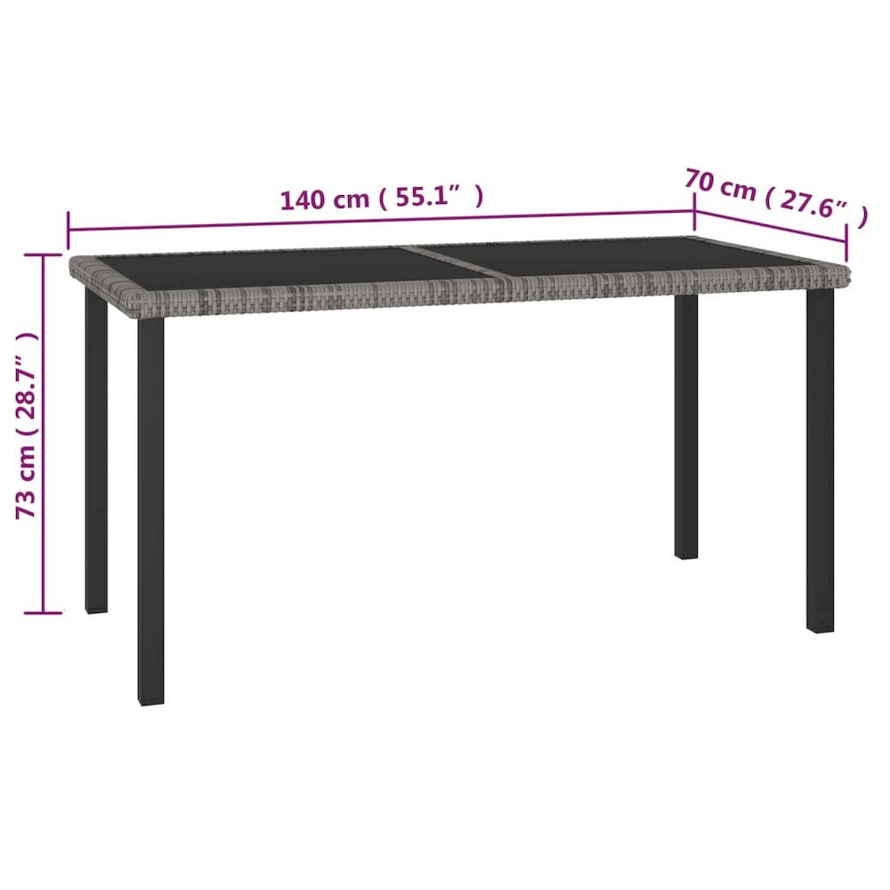 Dining Set Grey and Black Poly rattan, powder-coated steel Medium. Picture 11