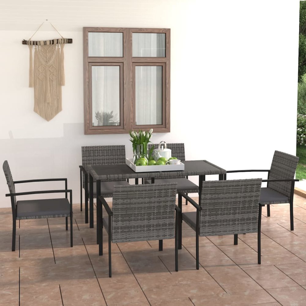 Dining Set Grey and black, grey cushions. Picture 1