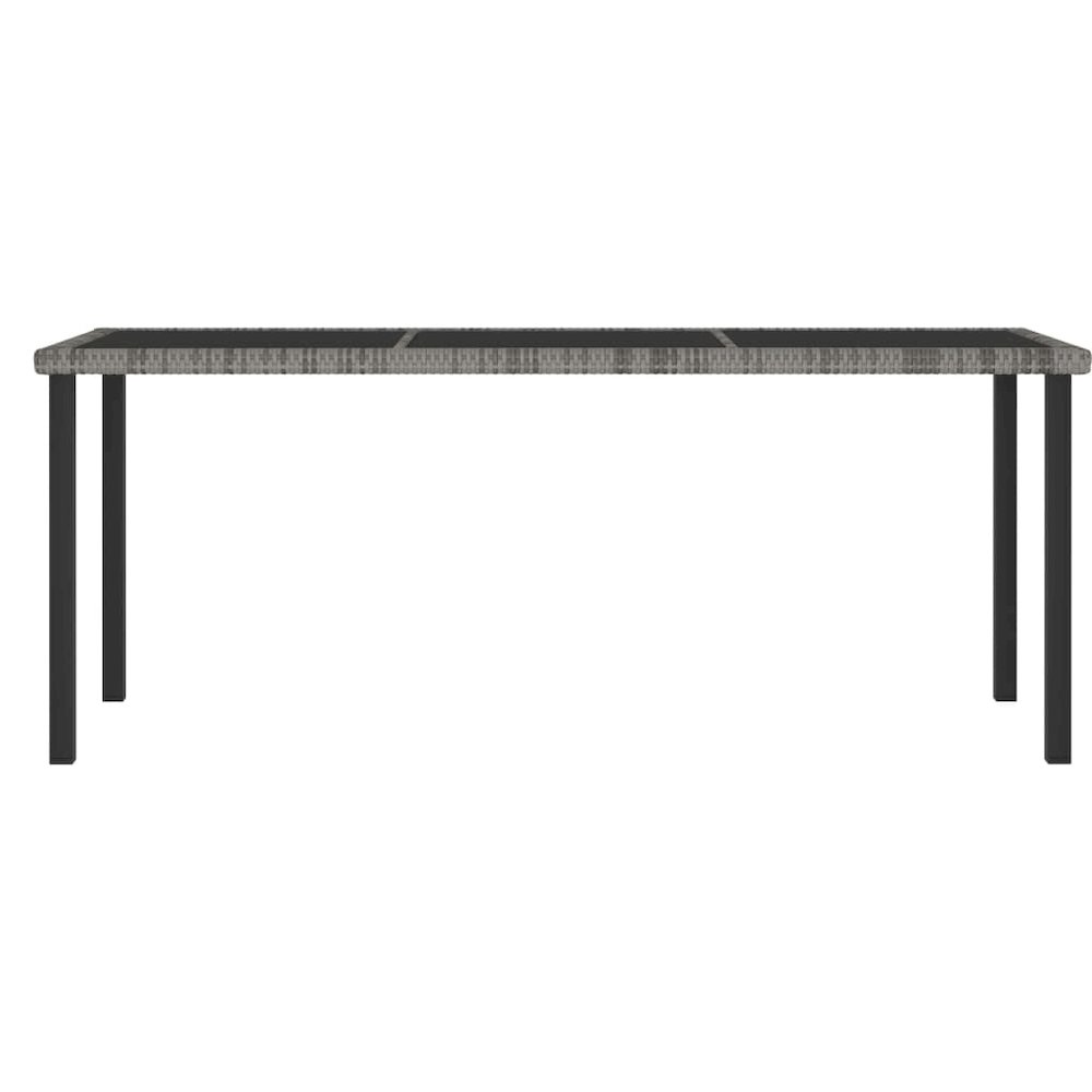 Dining Set Grey and Black Poly rattan, powder-coated steel, glass. Picture 4
