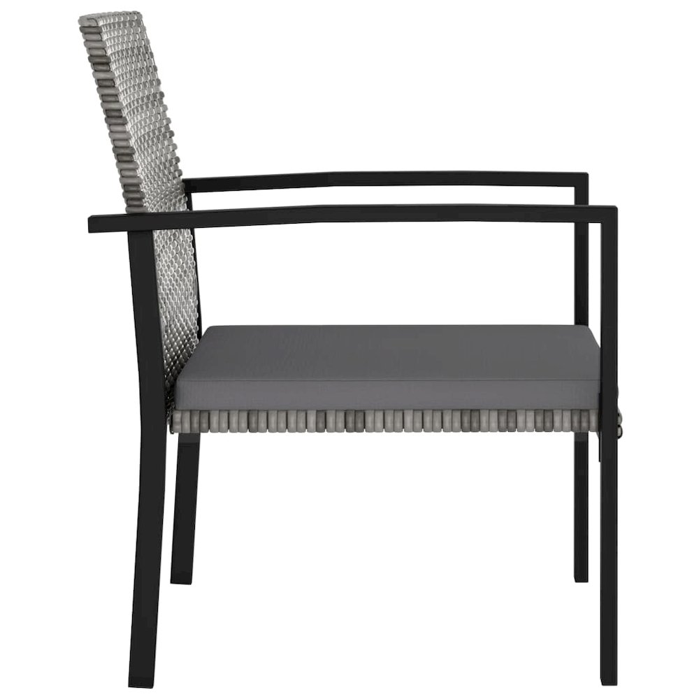 Dining Set Grey and Black Poly rattan, powder-coated steel, glass. Picture 9