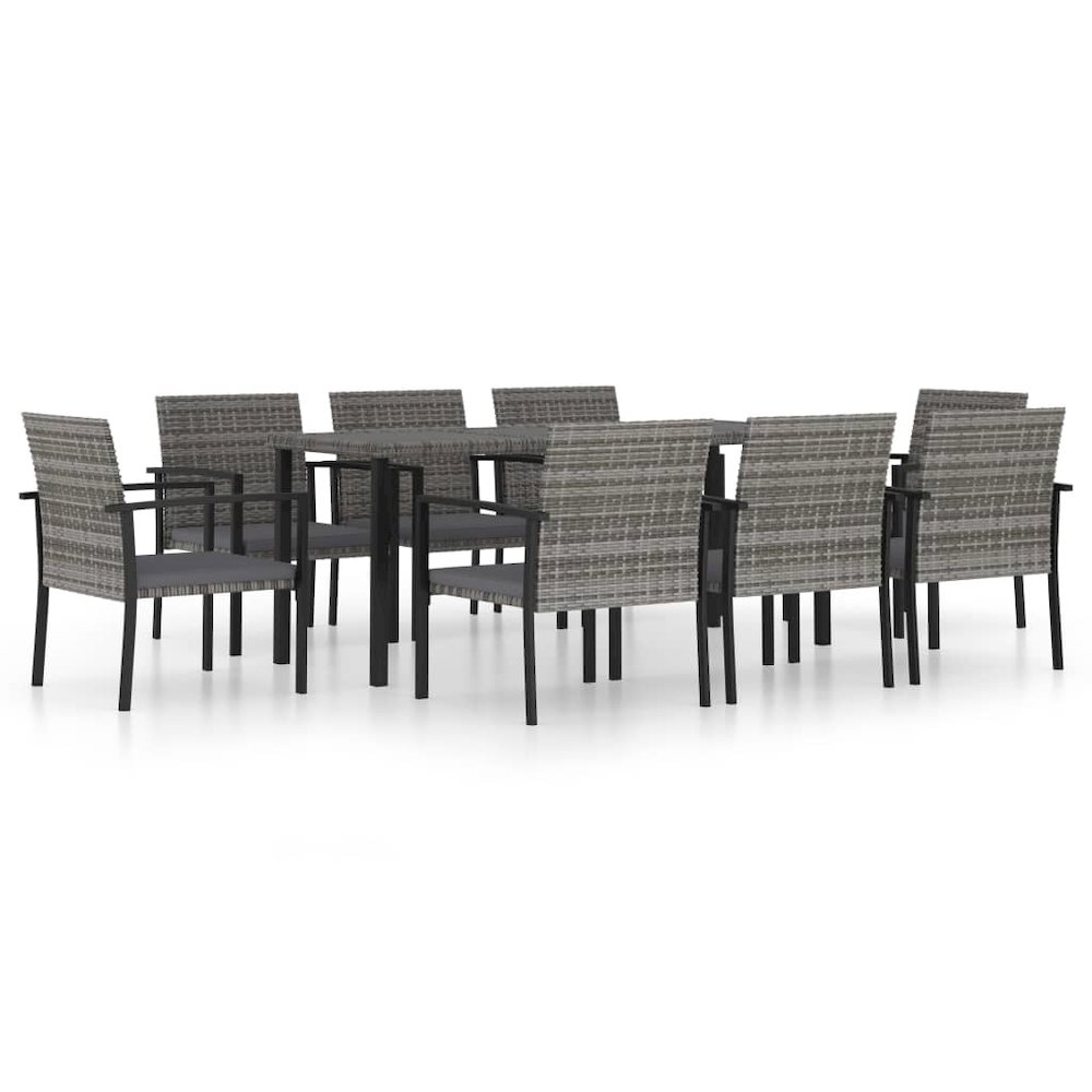 Dining Set Grey Poly rattan Large Durable Dining Set. Picture 2