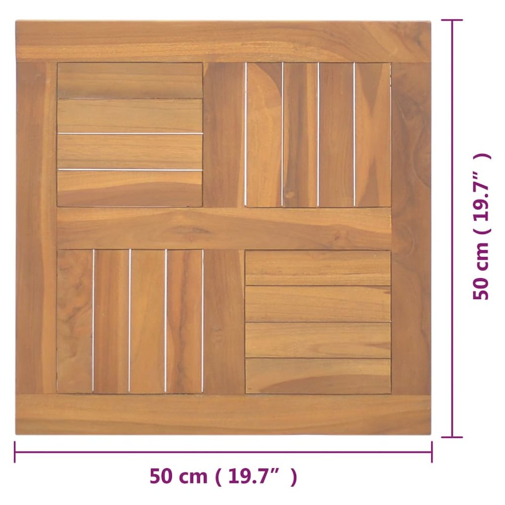 Table Top Teak Solid Teak Wood 19.7 x 19.7 in Durable Table Top. Picture 6