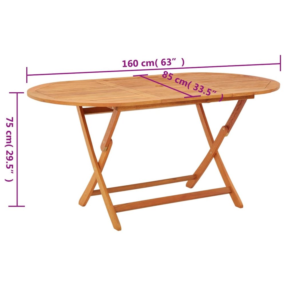 Garden Table Wood Brown Solid eucalyptus wood Medium Foldable. Picture 5
