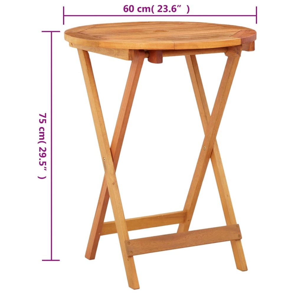 Garden Table Natural Wood Solid eucalyptus wood Small Foldable. Picture 5