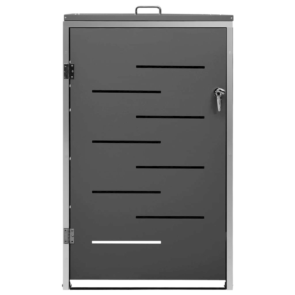 vidaXL Single Wheelie Bin Shed 27.2"x30.5"x45.3" Stainless Steel, 149554. Picture 5