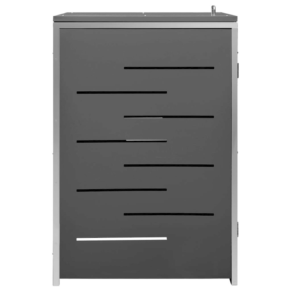 vidaXL Single Wheelie Bin Shed 27.2"x30.5"x45.3" Stainless Steel, 149554. Picture 6