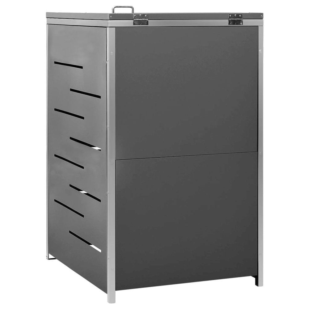 vidaXL Single Wheelie Bin Shed 27.2"x30.5"x45.3" Stainless Steel, 149554. Picture 7
