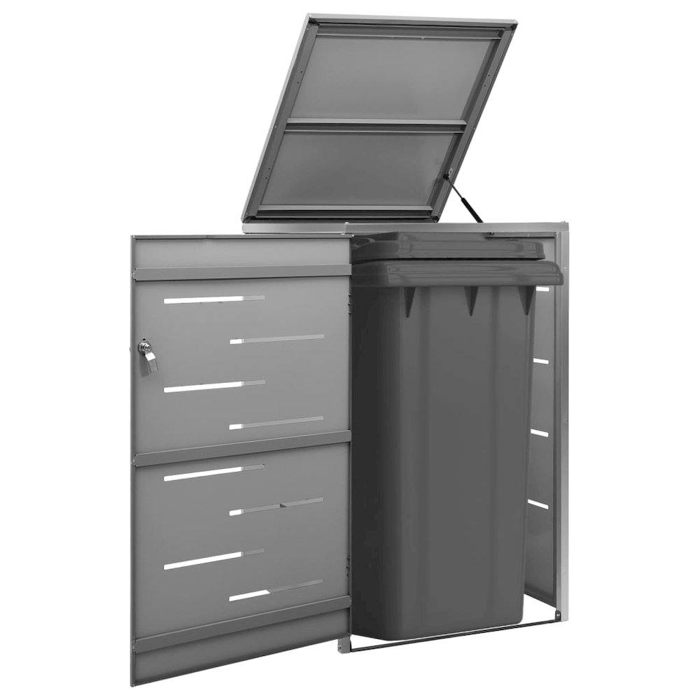 vidaXL Single Wheelie Bin Shed 27.2"x30.5"x45.3" Stainless Steel, 149554. Picture 1