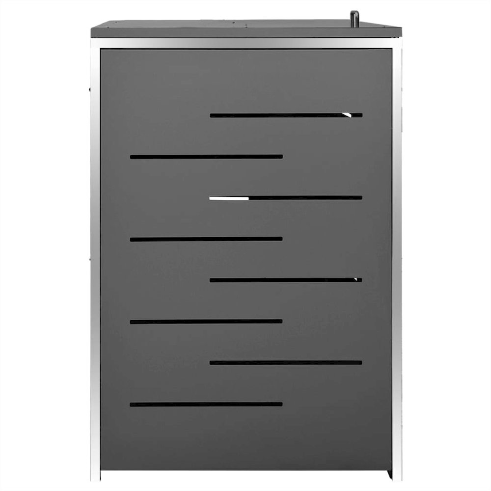 vidaXL Triple Wheelie Bin Shed 81.5"x30.5"x45.3" Stainless Steel, 149556. Picture 6
