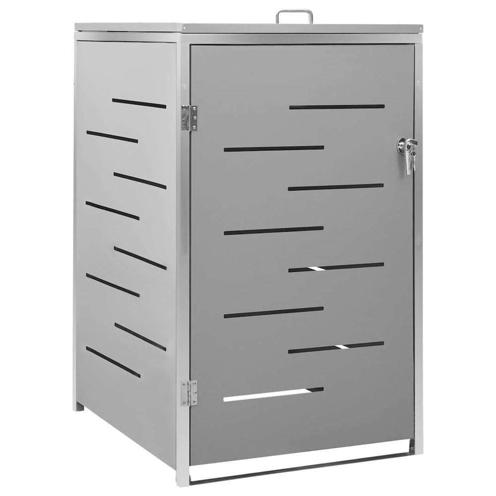Single Wheelie Bin Shed 27.2"x30.5"x44.3" Stainless Steel. Picture 2