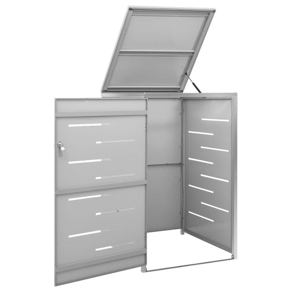 Single Wheelie Bin Shed 27.2"x30.5"x44.3" Stainless Steel. Picture 3