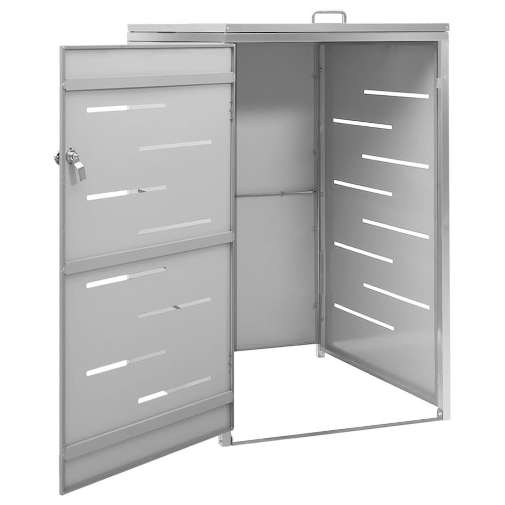 Single Wheelie Bin Shed 27.2"x30.5"x44.3" Stainless Steel. Picture 4