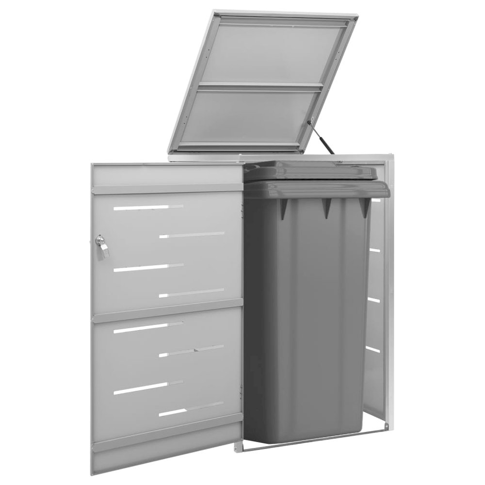Single Wheelie Bin Shed 27.2"x30.5"x44.3" Stainless Steel. Picture 1