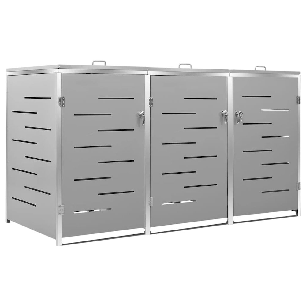 Triple Wheelie Bin Shed 81.5"x30.5"x44.3" Stainless Steel. Picture 2