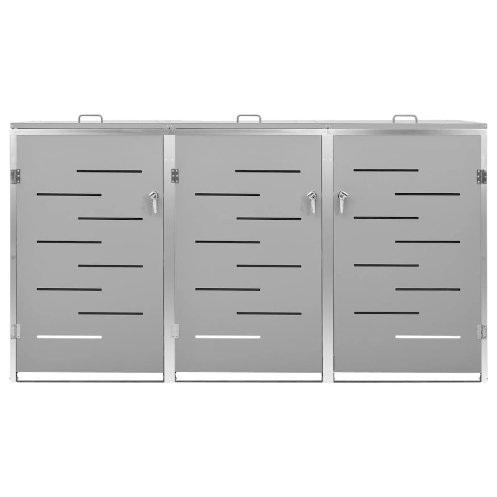 Triple Wheelie Bin Shed 81.5"x30.5"x44.3" Stainless Steel. Picture 5