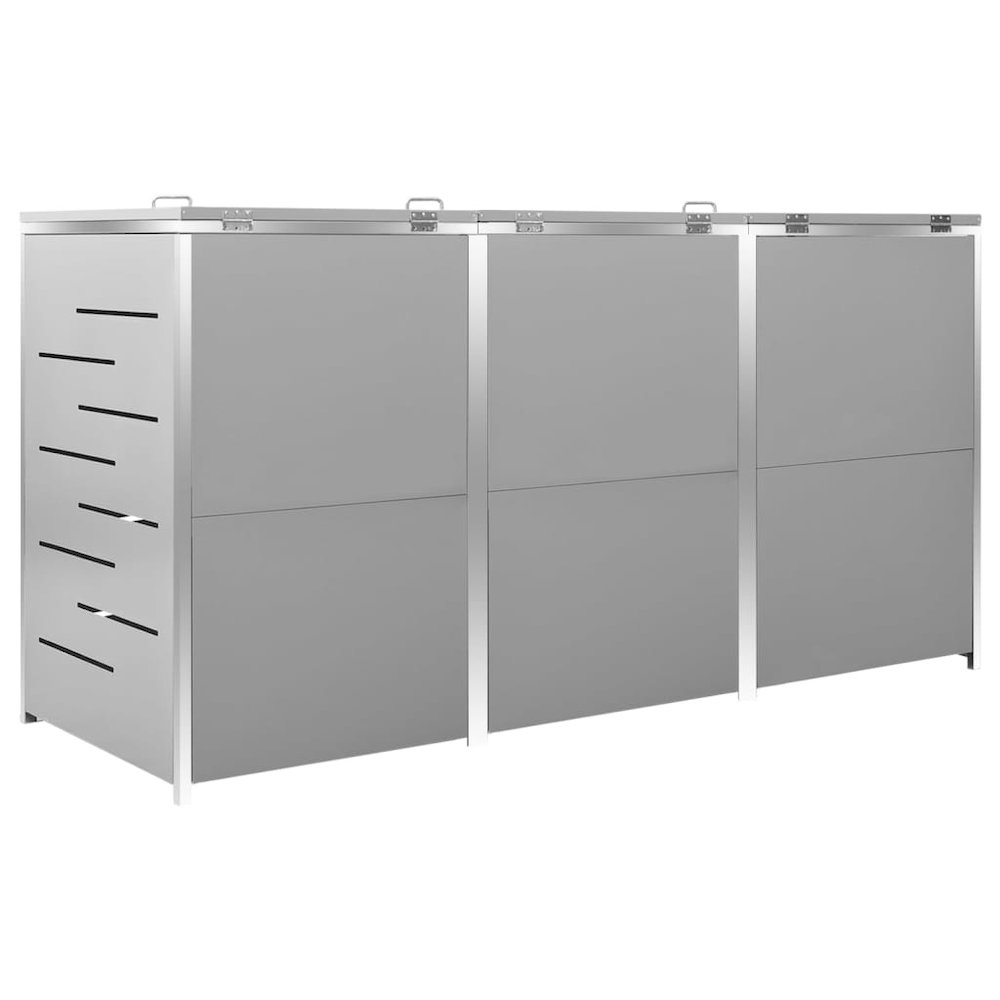Triple Wheelie Bin Shed 81.5"x30.5"x44.3" Stainless Steel. Picture 7