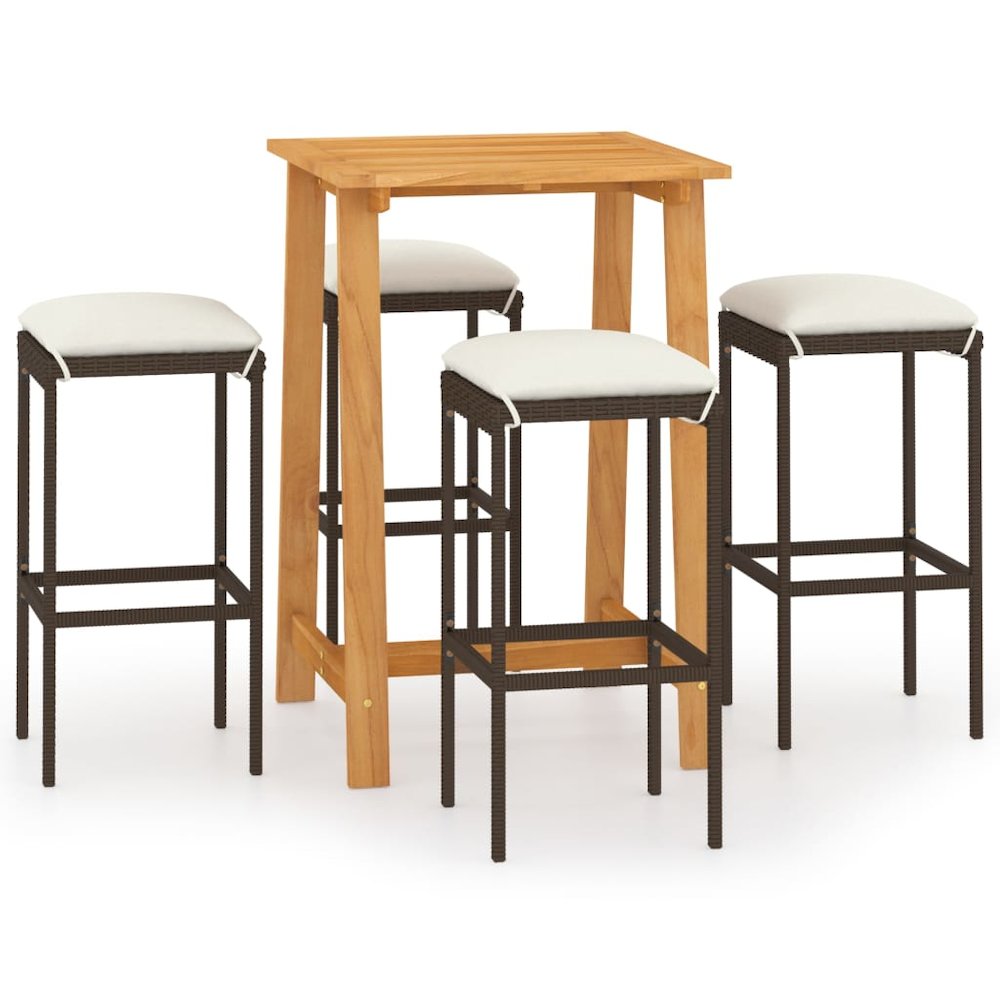 Garden Bar Set Brown Solid Acacia wood Medium Removable Covers. Picture 2
