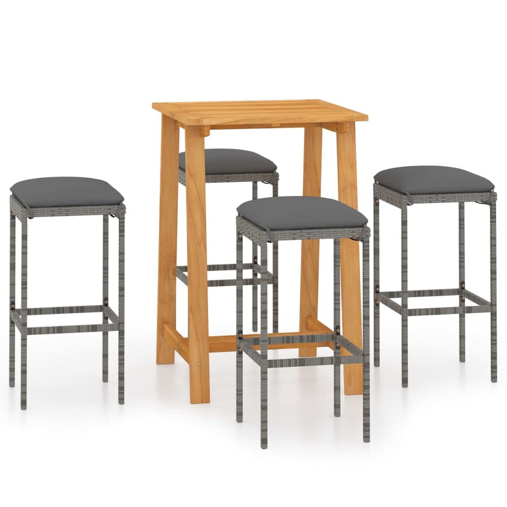 Garden Bar Set Grey Acacia wood Standard Removable Covers. Picture 2