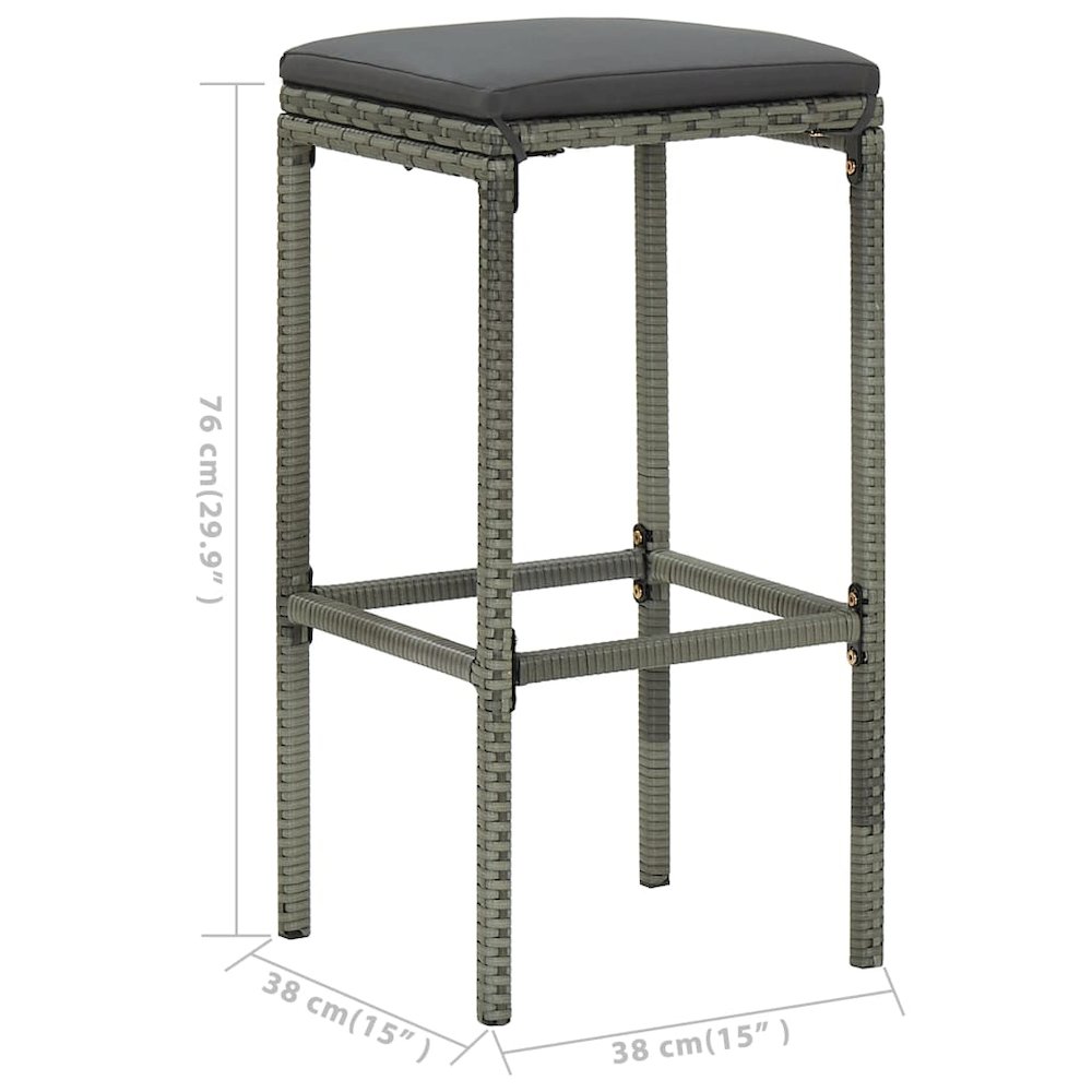 Garden Bar Set Grey Acacia wood Standard Removable Covers. Picture 11