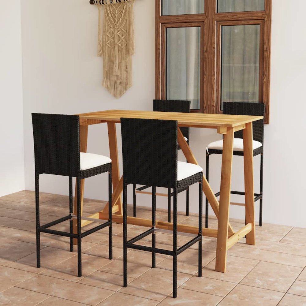 Garden Bar Set Black Solid Acacia wood Medium Durable. Picture 1