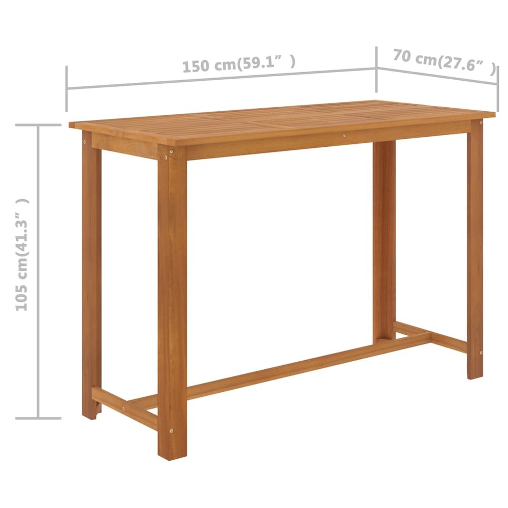 Garden Bar Set Black Solid Acacia Wood Medium Durable. Picture 11
