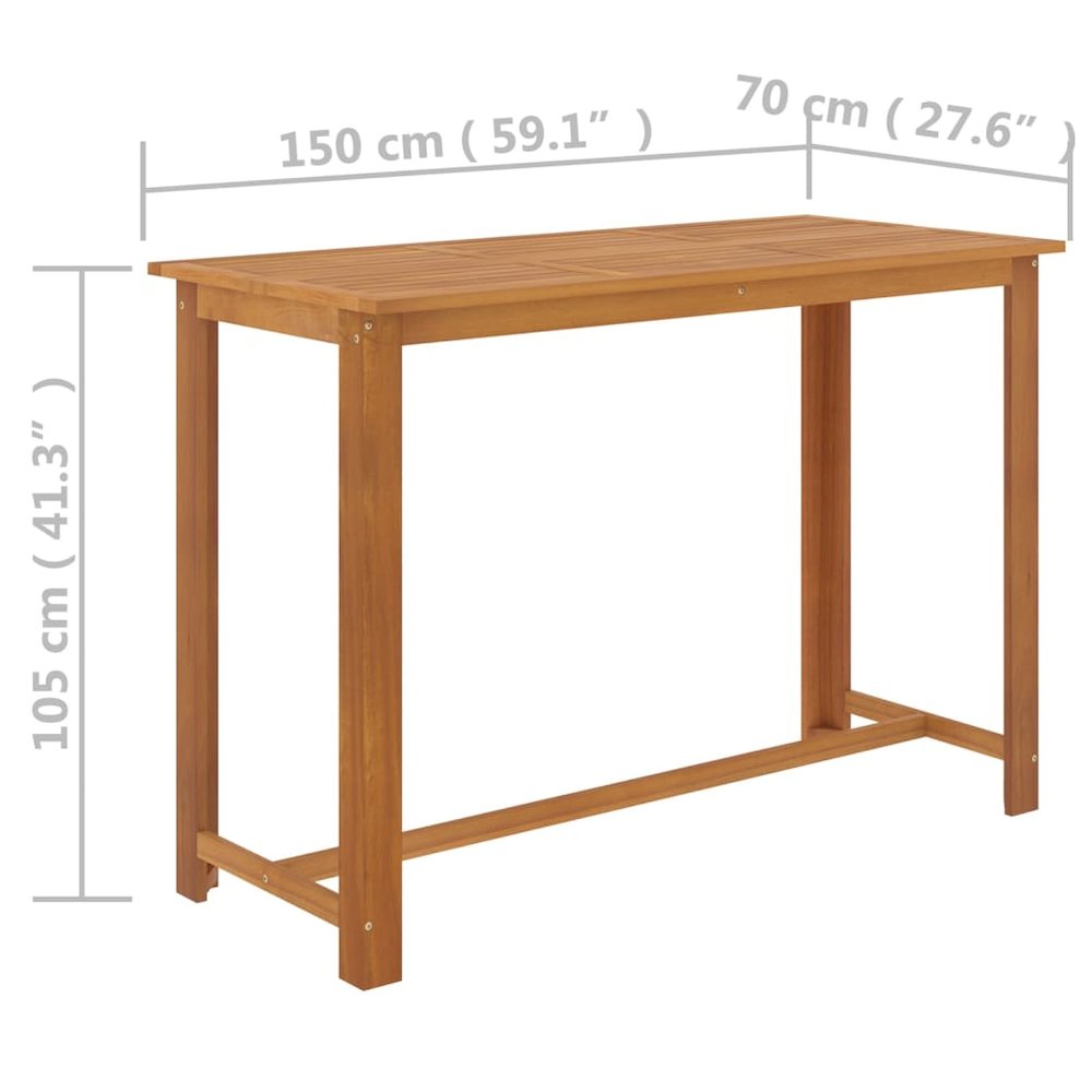 Garden Bar Set Grey Solid Acacia wood 9 Piece Set. Picture 11