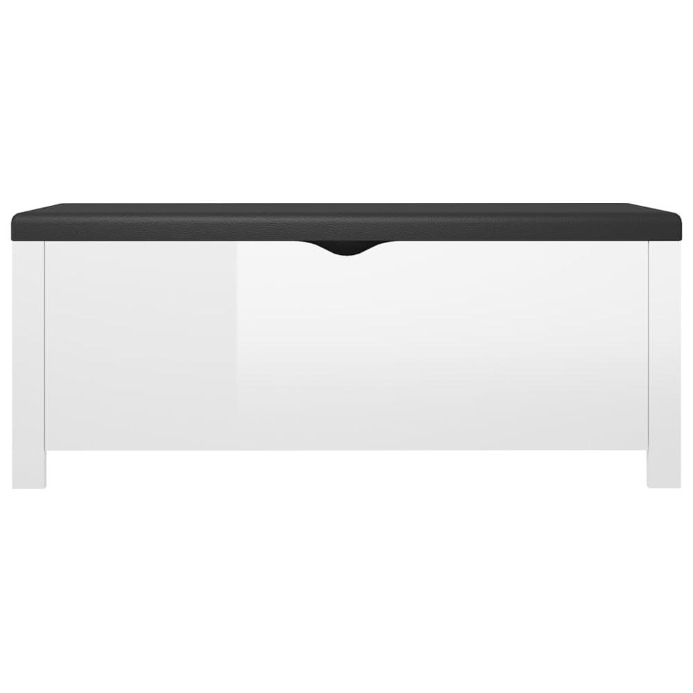 vidaXL Storage Box with Cushion High Gloss White 41.3"x15.7"x17.7" Engineered Wood. Picture 5