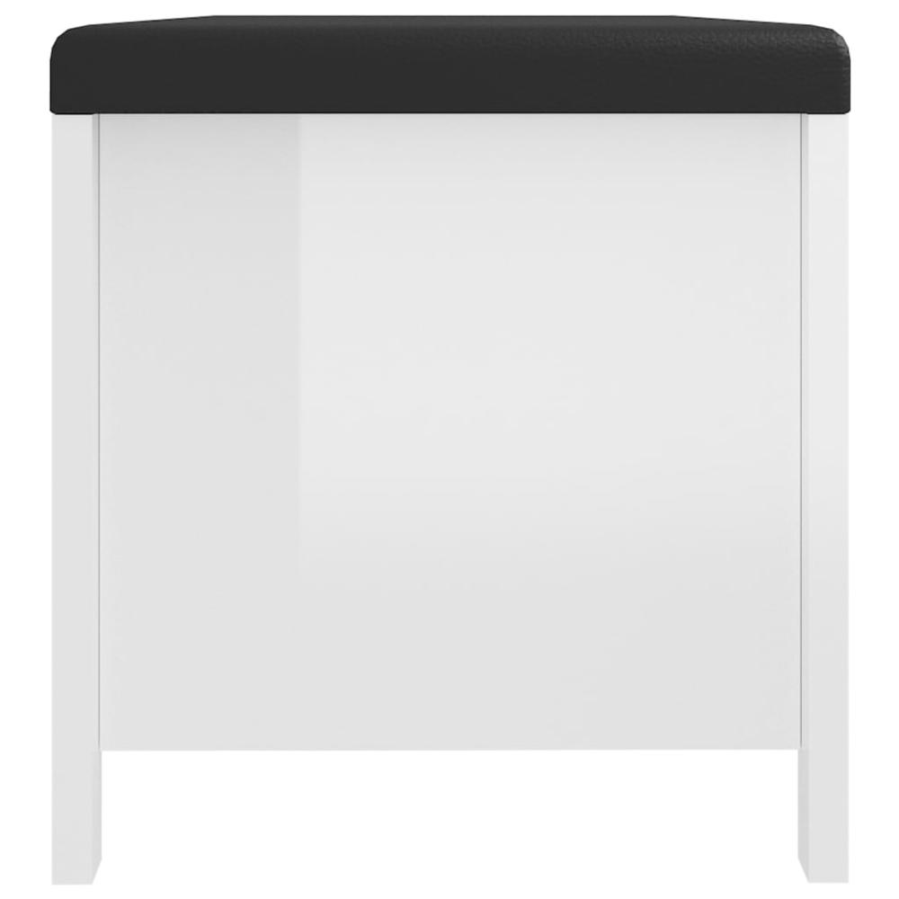 vidaXL Storage Box with Cushion High Gloss White 41.3"x15.7"x17.7" Engineered Wood. Picture 6