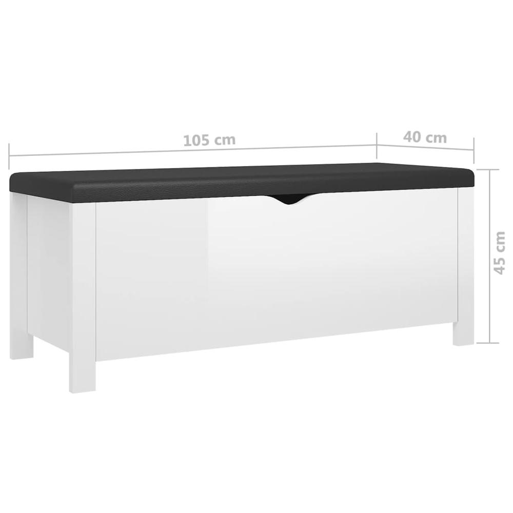 vidaXL Storage Box with Cushion High Gloss White 41.3"x15.7"x17.7" Engineered Wood. Picture 7