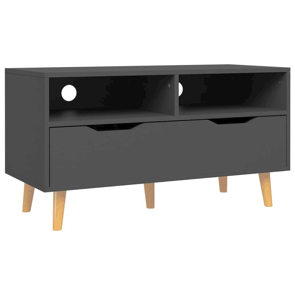 TV Cabinet Grey Engineered Wood 35.4 x 15.7 x 19.0 in TV Cabinet. Picture 2