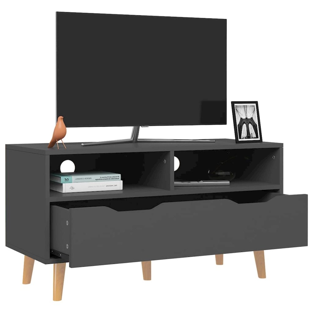 TV Cabinet Grey Engineered Wood 35.4 x 15.7 x 19.0 in TV Cabinet. Picture 3