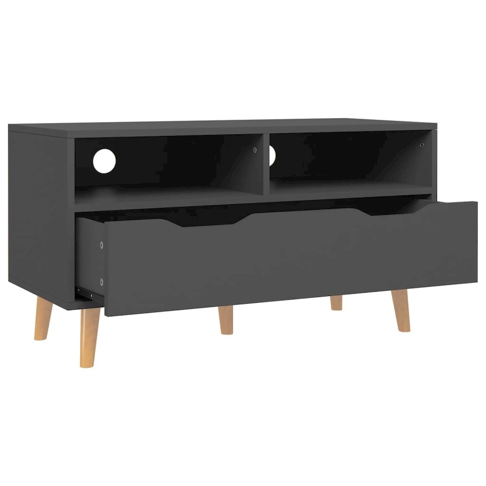 TV Cabinet Grey Engineered Wood 35.4 x 15.7 x 19.0 in TV Cabinet. Picture 4
