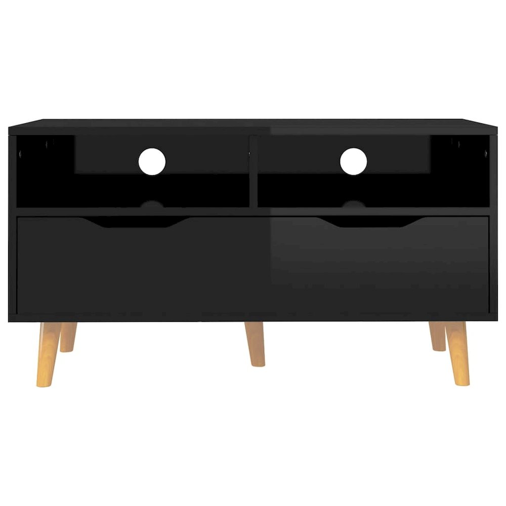 vidaXL TV Cabinet High Gloss Black 35.4"x15.7"x19.1" Engineered Wood. Picture 5
