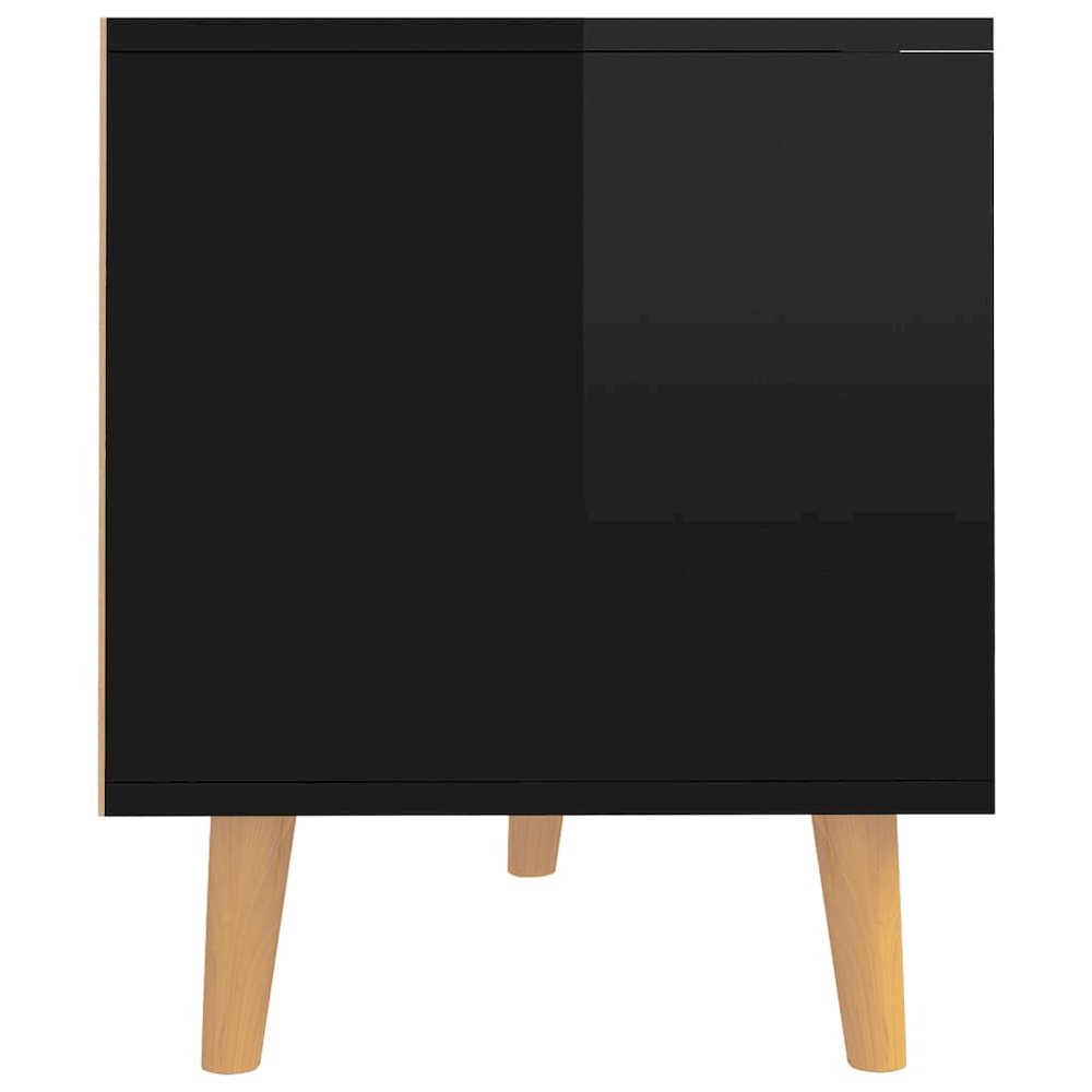 vidaXL TV Cabinet High Gloss Black 35.4"x15.7"x19.1" Engineered Wood. Picture 6
