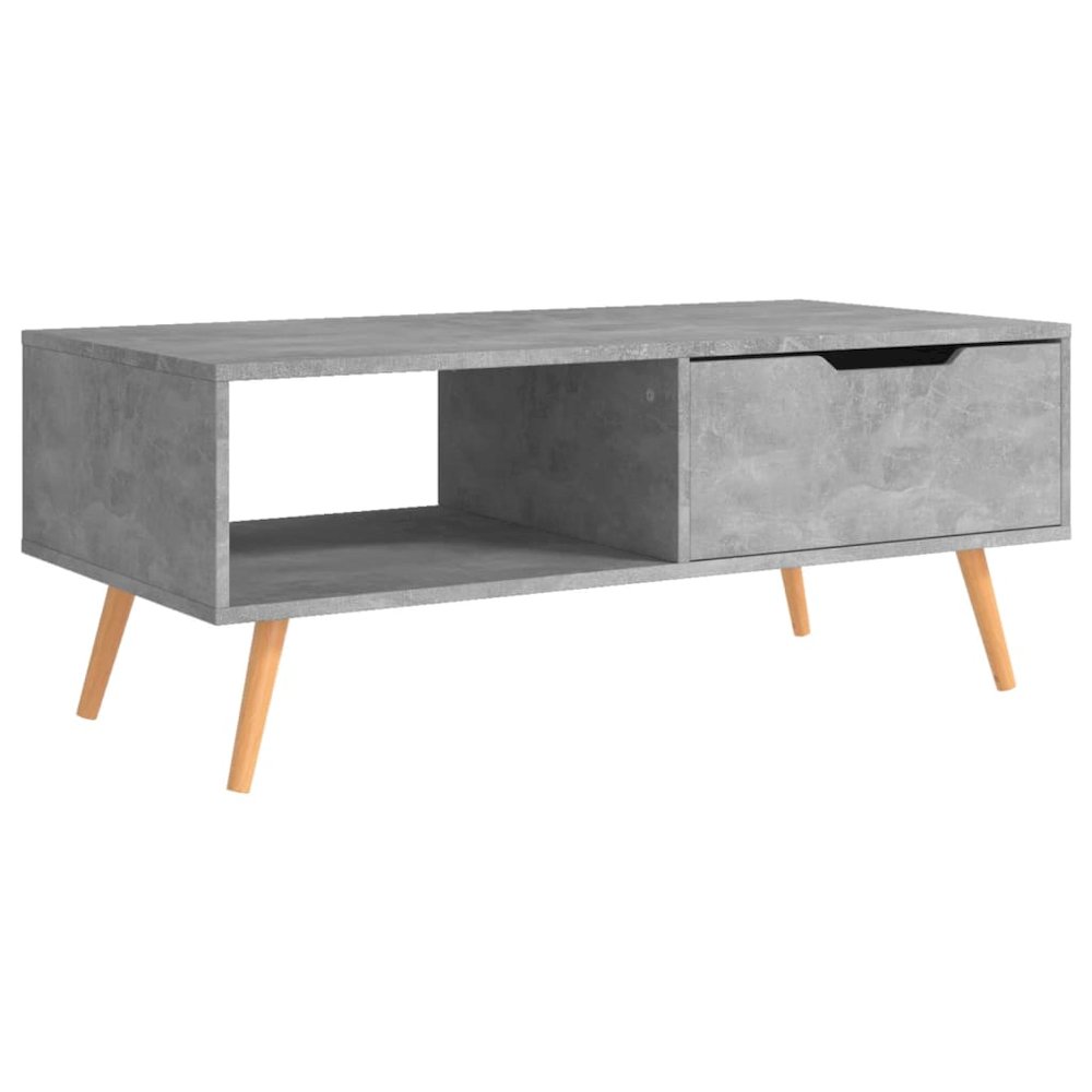 Coffee Table Concrete Grey Engineered Wood, MDF 39.4 in. Picture 2