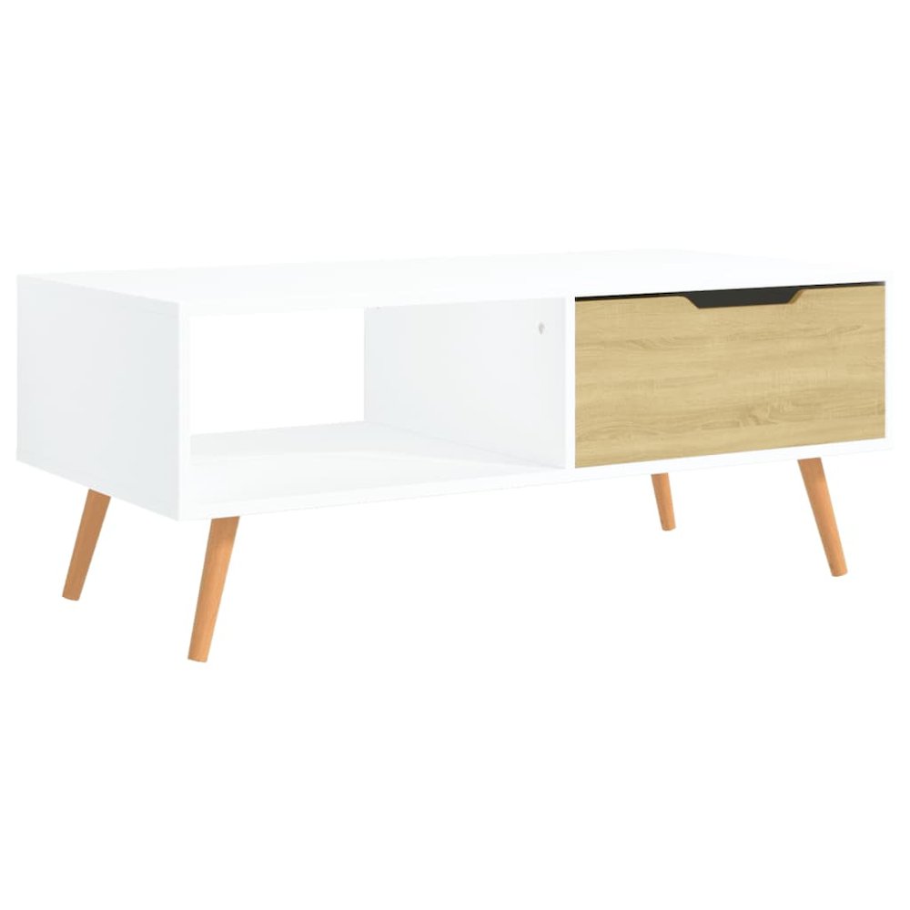 Coffee Table White and sonoma oak Engineered wood, MDF Medium. Picture 2