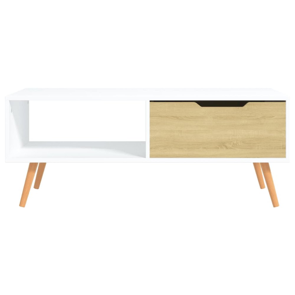 Coffee Table White and sonoma oak Engineered wood, MDF Medium. Picture 3