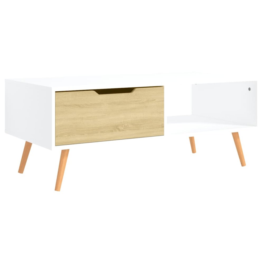 Coffee Table White and sonoma oak Engineered wood, MDF Medium. Picture 4