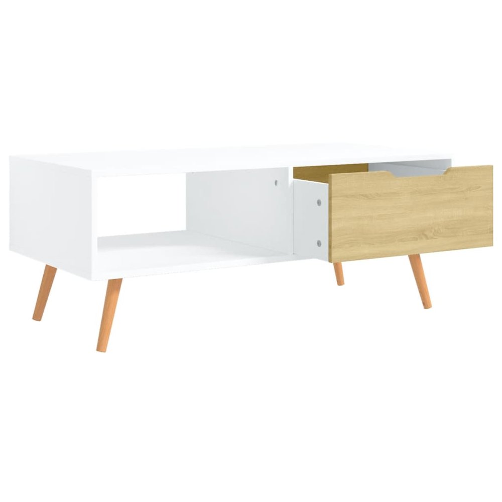 Coffee Table White and sonoma oak Engineered wood, MDF Medium. Picture 5