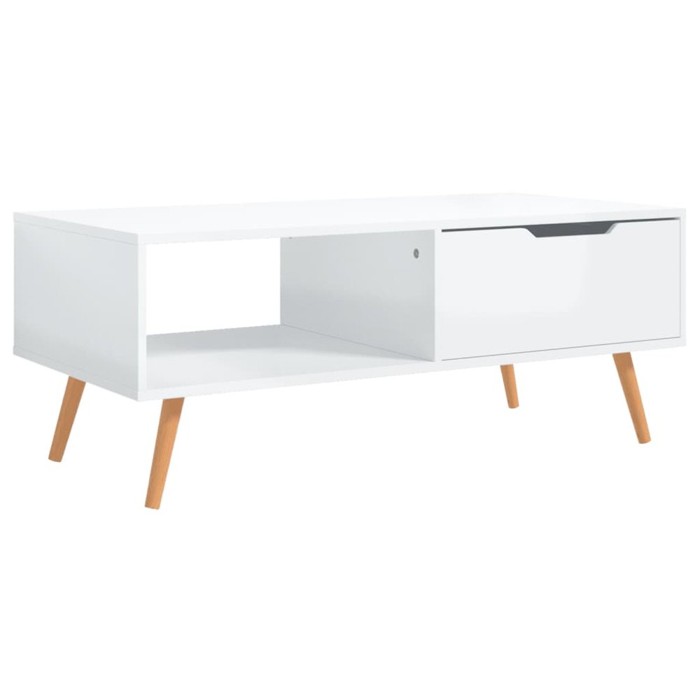 Coffee Table High Gloss White Engineered wood, MDF Medium. Picture 2
