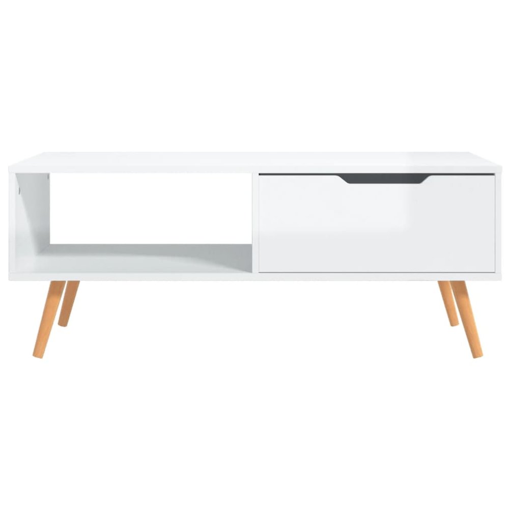 Coffee Table High Gloss White Engineered wood, MDF Medium. Picture 3