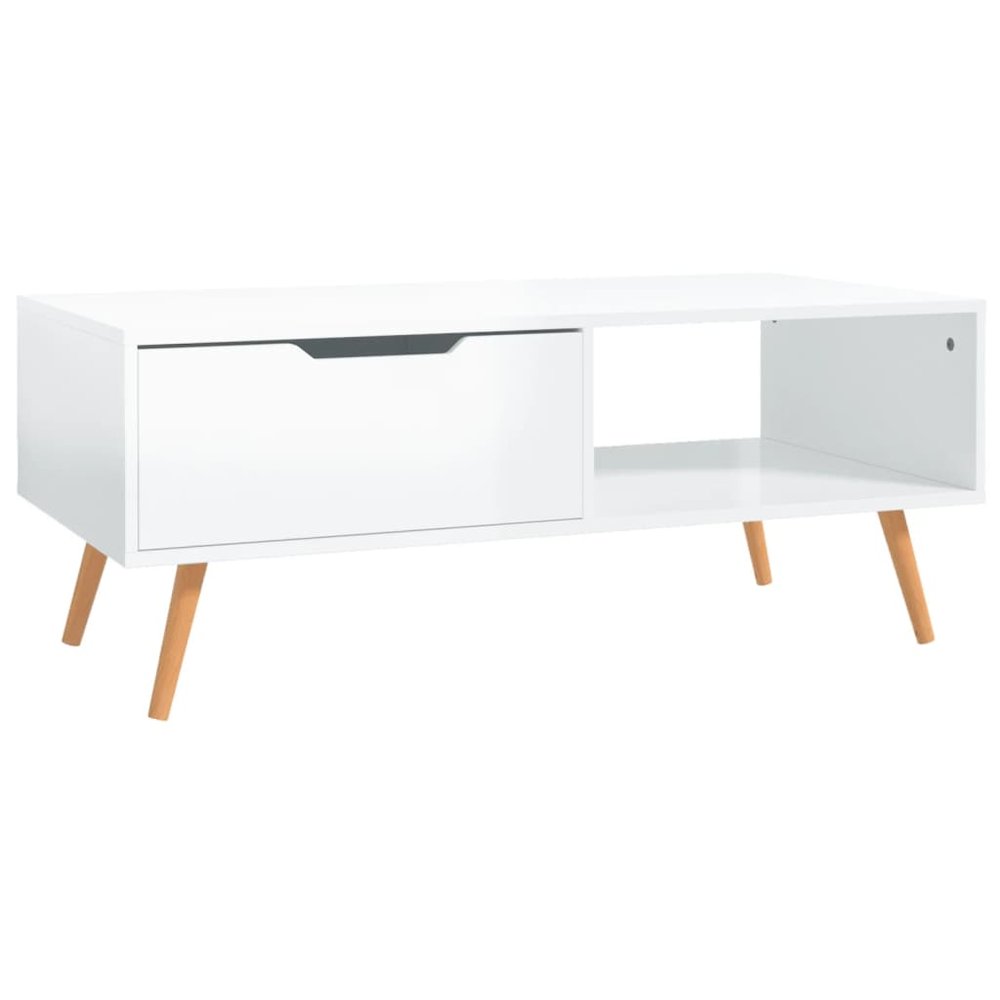 Coffee Table High Gloss White Engineered wood, MDF Medium. Picture 4