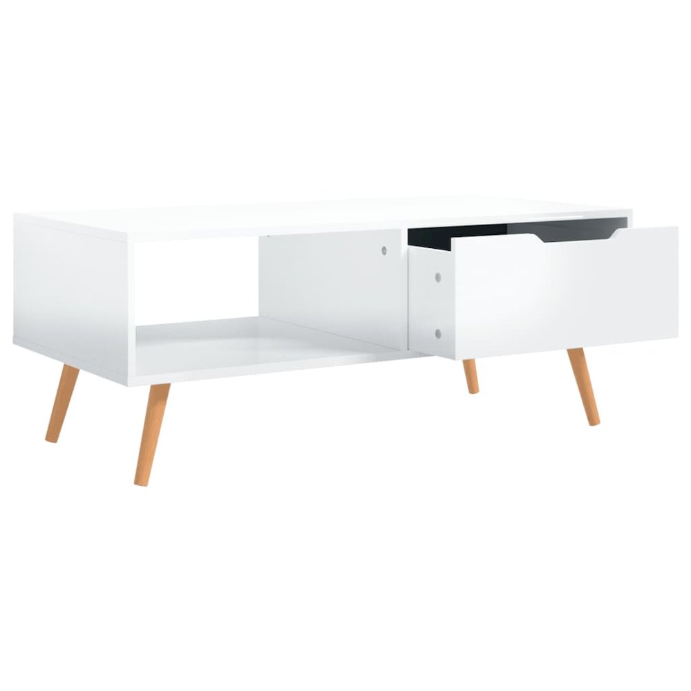 Coffee Table High Gloss White Engineered wood, MDF Medium. Picture 5