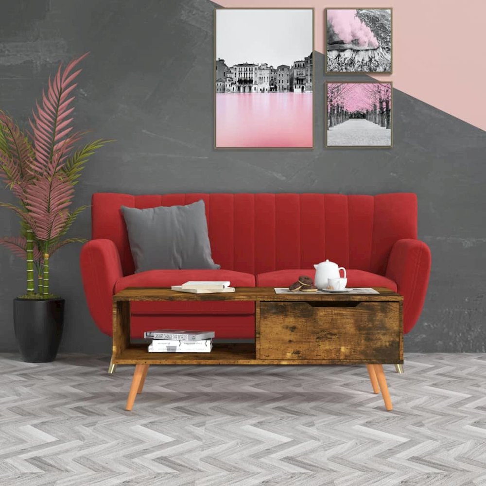 Coffee Table Smoked oak Engineered wood Medium Coffee Table. Picture 1