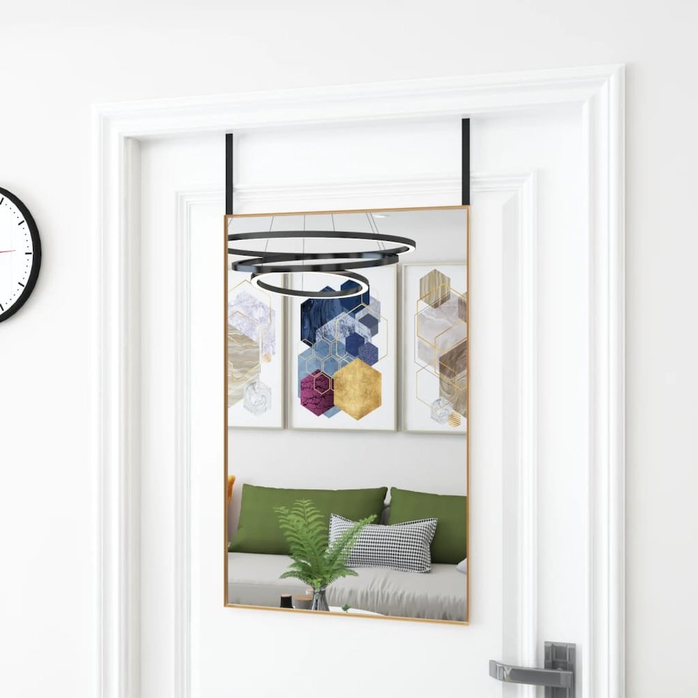 Door Mirror Gold 19.7"x31.5" Glass and Aluminum. Picture 1