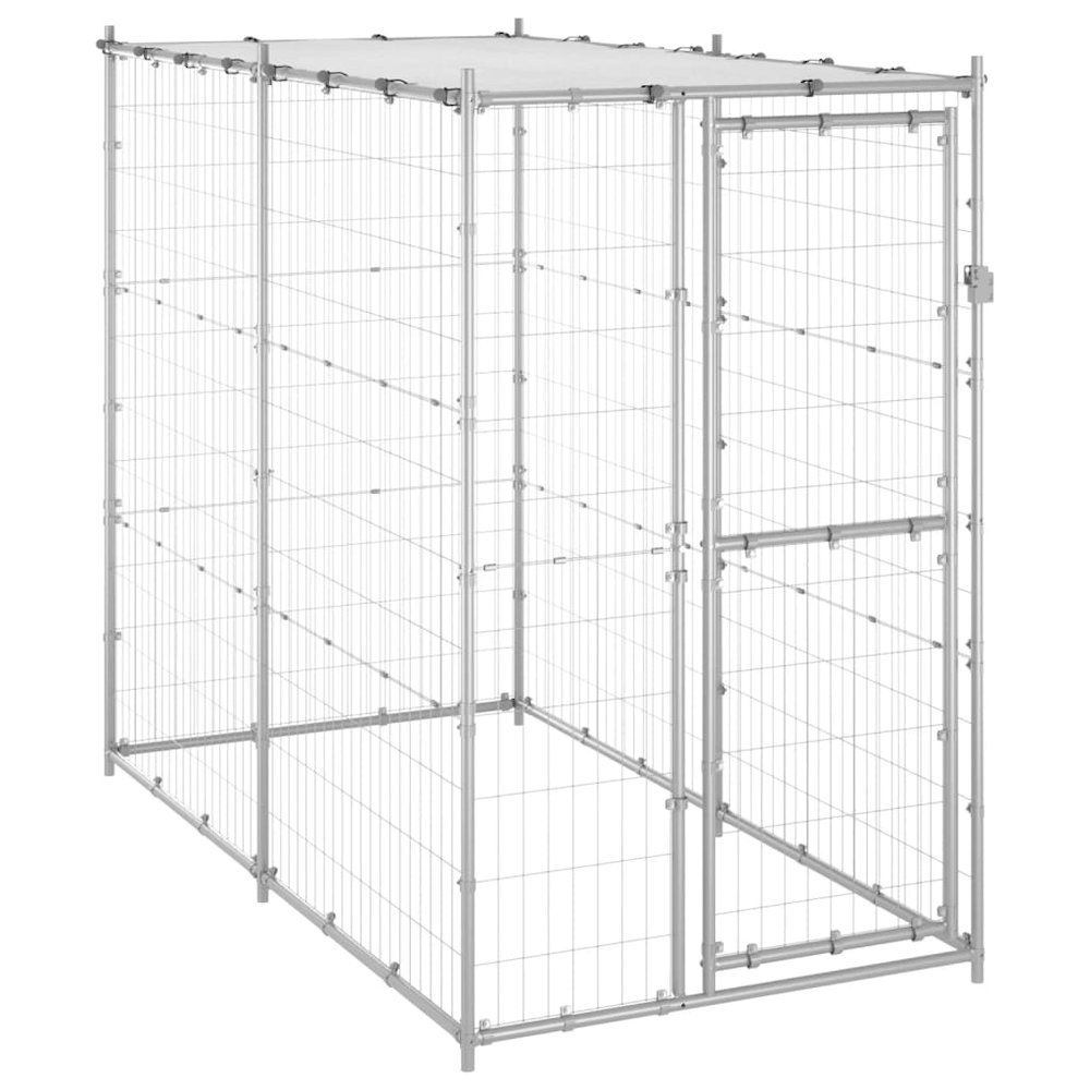 Dog Kennel Silver Galvanized steel, PE Large Locks Dog Kennel. Picture 1