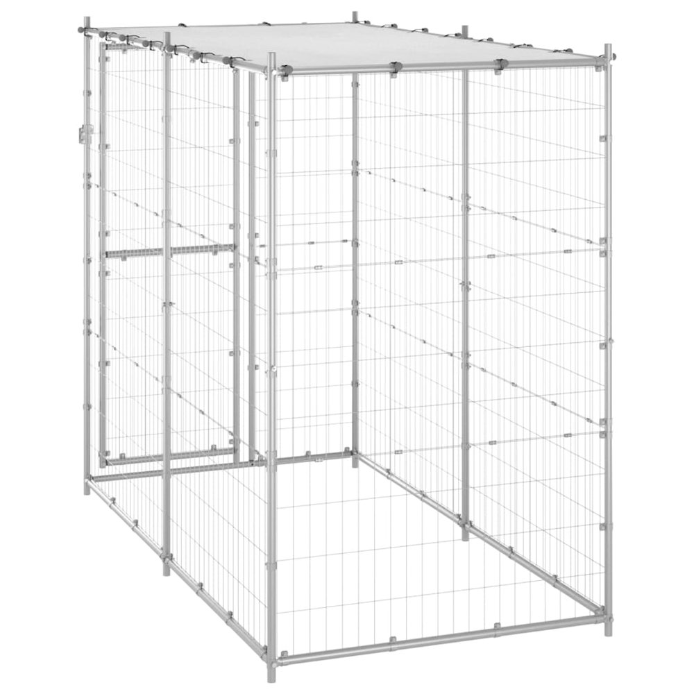 Dog Kennel Silver Galvanized steel, PE Large Locks Dog Kennel. Picture 4